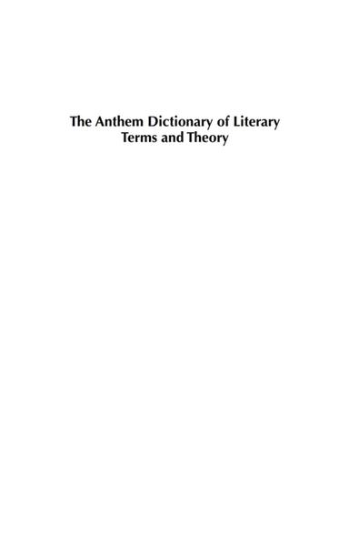 The Anthem Dictionary of Literary Terms and Theory