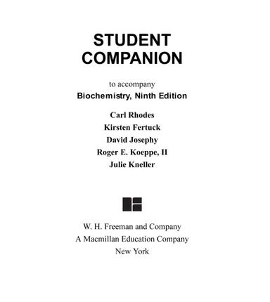 Student Companion to Accompany Biochemistry