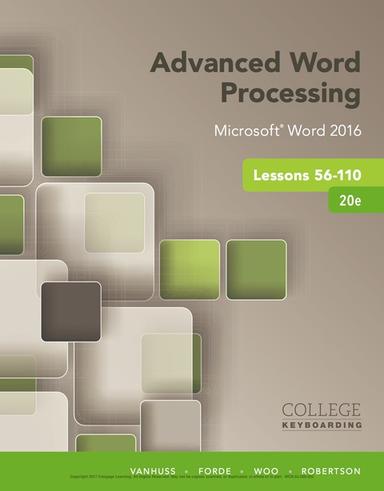 Advanced Word Processing Lessons 56-110, Microsoft Word 2016