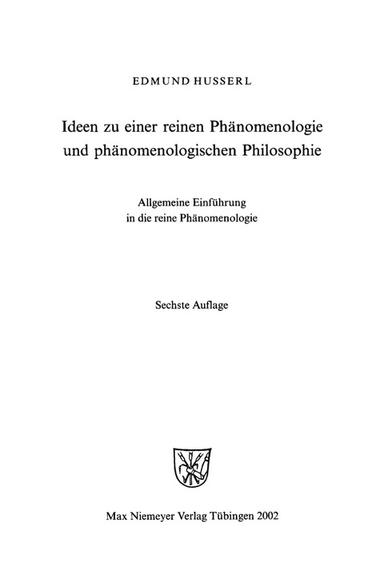 Ideen zu einer reinen Phänomenologie und phänomenologischen Philosophie